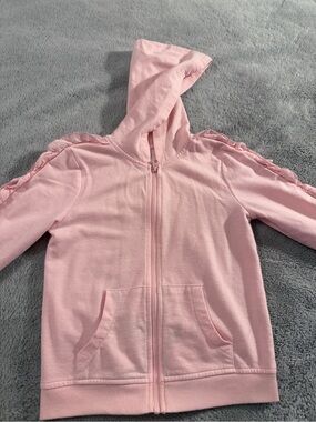 Carter's Light Pink Hooded Zip-Up Sweatshirt with Ruffle Trim